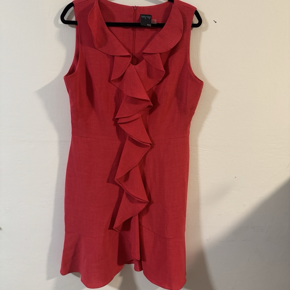 Gabby Skye Red Ruffle Midi Dress